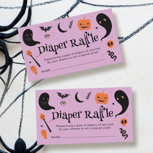 Carte D'accompagnement Fête de Bébé Halloween Violet Noir Tirage au Sort