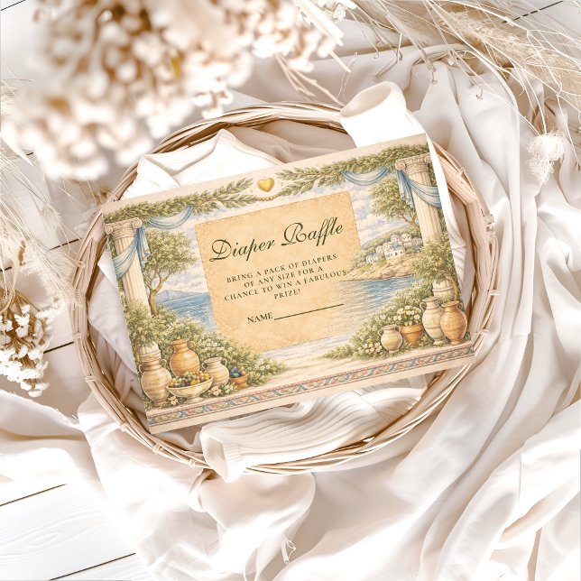 Carte D'accompagnement Fête de bébé Jardin d'Olive à thème grec (Créateur téléchargé)