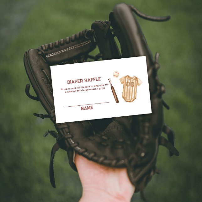 Carte D'accompagnement Fête de Bébé Lancer de Baseball Lange Bohème  (Boho Slugger Baseball Diaper Raffle Baby Shower Enclosure Card)