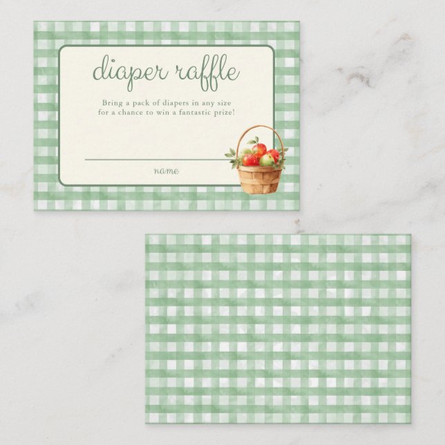 Carte D'accompagnement Fête de Bébé Lancer de Couches Pomme Verte de Nos  (Devant / Derrière)