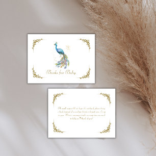 Carte D'accompagnement Fête de bébé Livres Paon Élégant de Vintage Royal