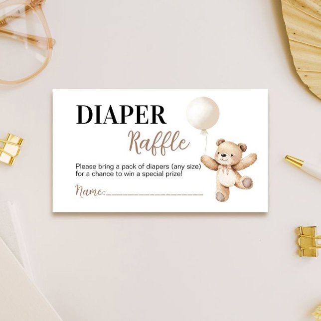 Carte D'accompagnement Fête de Bébé Ourson Tirage au Sort de Couches (Créateur téléchargé)