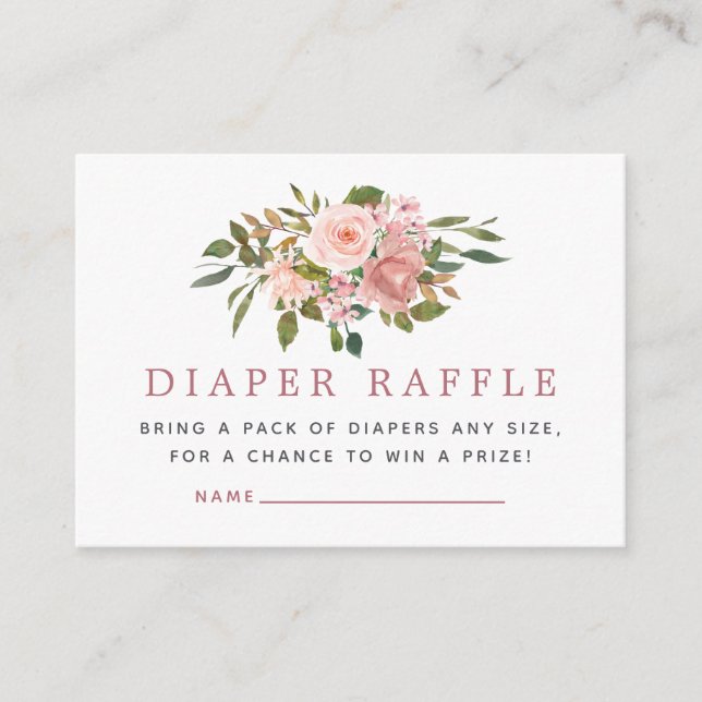 Carte D'accompagnement Fête de bébé rose et or Diaper Raffle (Devant)