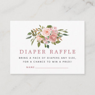 Carte D'accompagnement Fête de bébé rose et or Diaper Raffle