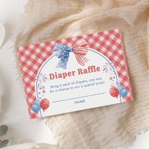 Carte D'accompagnement Fête de bébé Rouge Blanc et À venir Tirage au sort