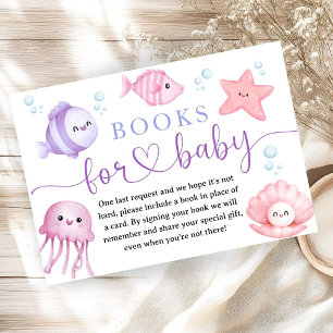 Carte D'accompagnement Fête de bébé sous l'océan Livres Rose