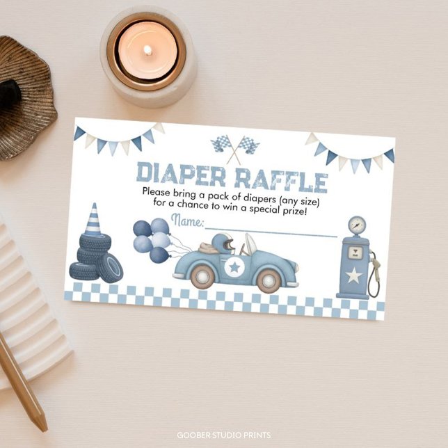 Carte D'accompagnement Fête de Bébé sur le Thème de la Voiture de Course  (Créateur téléchargé)