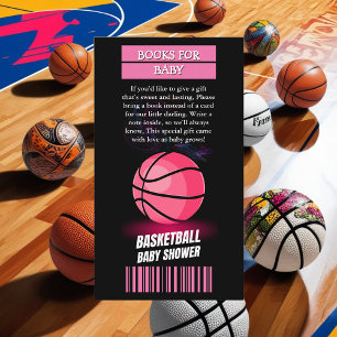 Carte D'accompagnement Fête de bébé thème balle de basketball rose modern