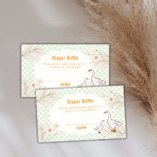 Carte D'accompagnement Fête de Bébé Tirage au Sort Couches Canard Sage Gi