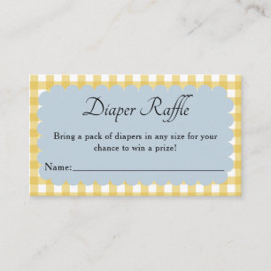 Carte D'accompagnement Fête de Bébé Tirage au Sort de Couches en Gingham