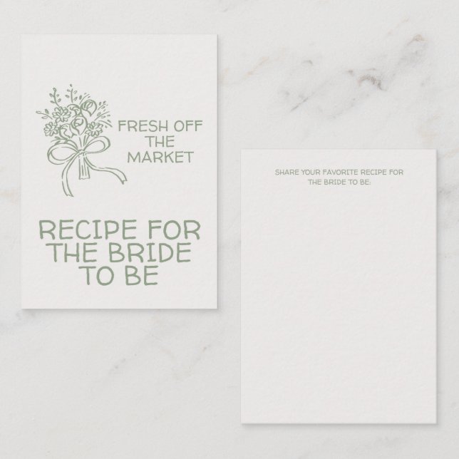 Carte D'accompagnement Fête de mariage champêtre vert frais du marché (Devant / Derrière)