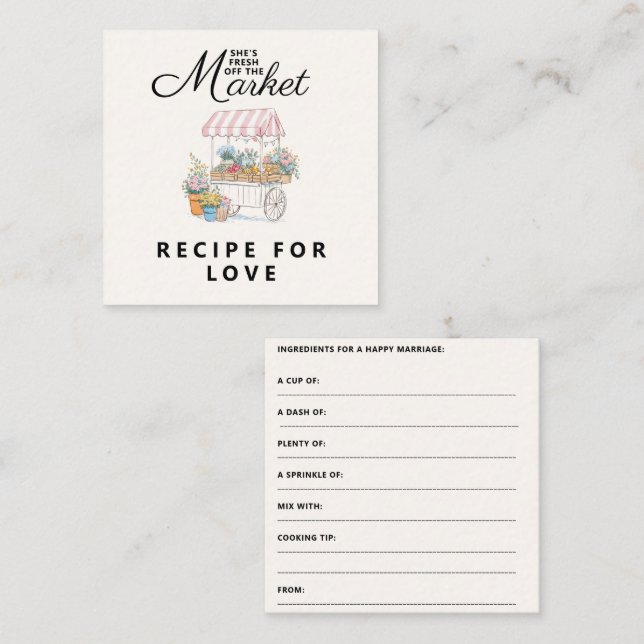 Carte D'accompagnement Fête de mariage fantaisiste Fraîche du marché  (Devant / Derrière)