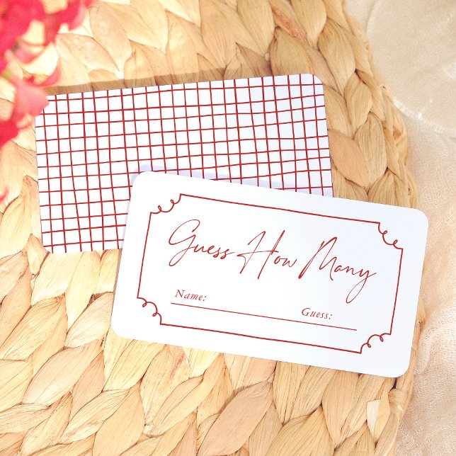 Carte D'accompagnement Fête de mariage fantaisiste rouge Devinez combien (Créateur téléchargé)