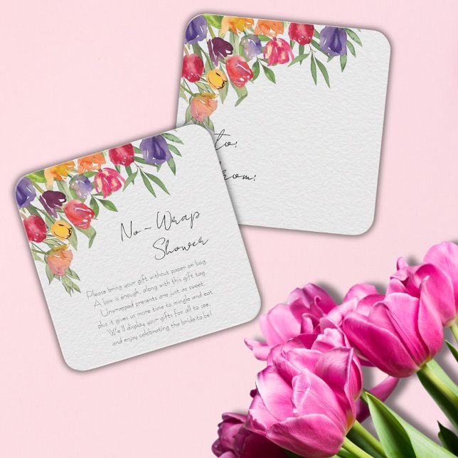 Carte D'accompagnement Fête de Mariage Fleurs de Tulipes et Feuillage (Créateur téléchargé)