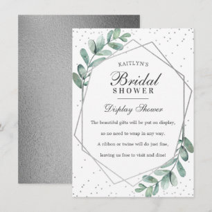 Carte D'accompagnement Fête de mariage géométrique argentée Eucalyptus