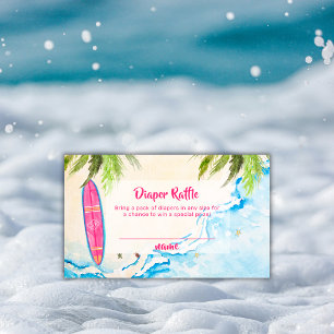 Carte D'accompagnement Fête de naissance Bébé Fille Diaper Raffle Surf Pl