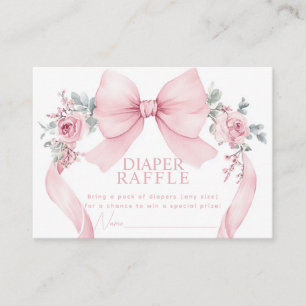 Carte D'accompagnement Fête de Naissance Bébé Fille Ruban Rose Coquette