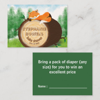 Carte D'accompagnement Fête de Naissance Bébé Renard Forêt Boisée Rustiqu
