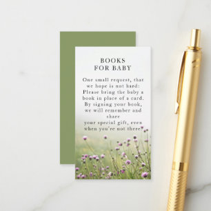 Carte D'accompagnement Fête de naissance champ de fleurs sauvages vert sa