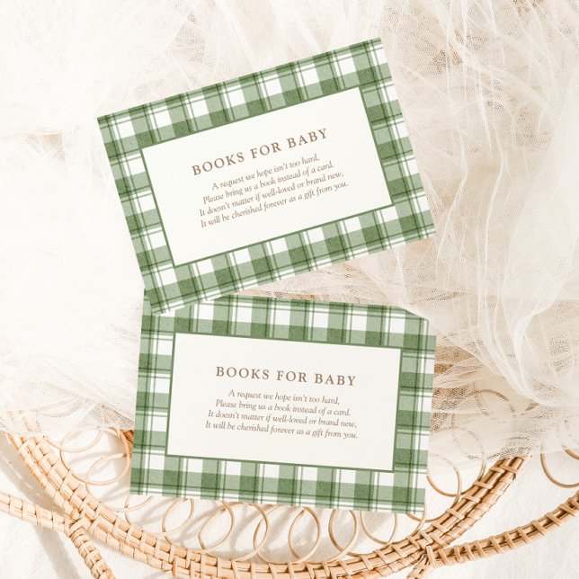 Carte D'accompagnement Fête de naissance classique vert gingham neutre (Créateur téléchargé)