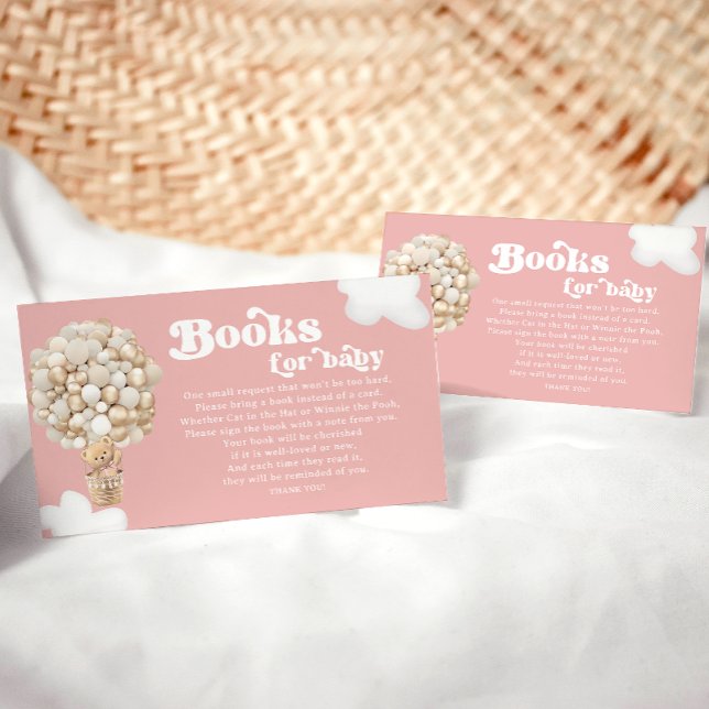 Carte D'accompagnement Fête de Naissance Fille Ballons Dorés Ours en Pelu (Créateur téléchargé)