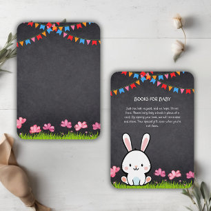 Carte D'accompagnement Fête de Naissance Lapin Tableau Blanc Mignon