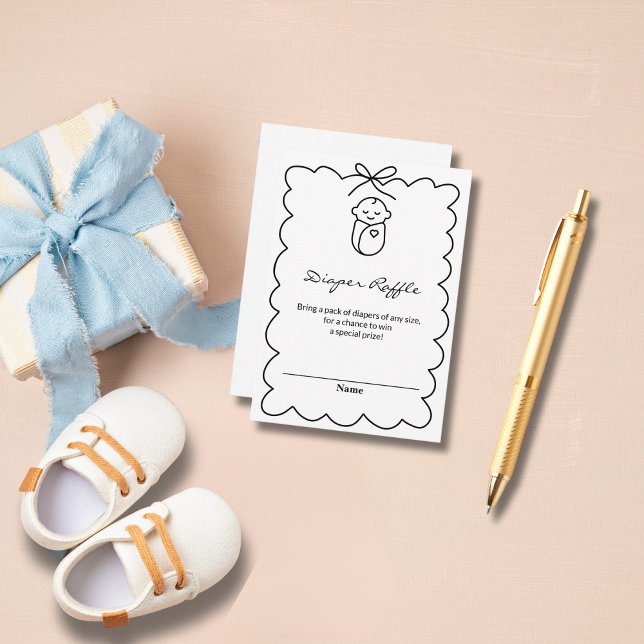 Carte D'accompagnement Fête de Naissance Moderne Bébé Mignon et Nœud Papi (Créateur téléchargé)