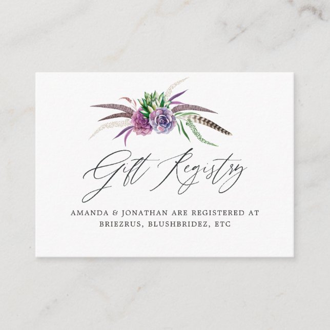 Carte D'accompagnement Fête des mariées à succulents mystiques douche (Devant)