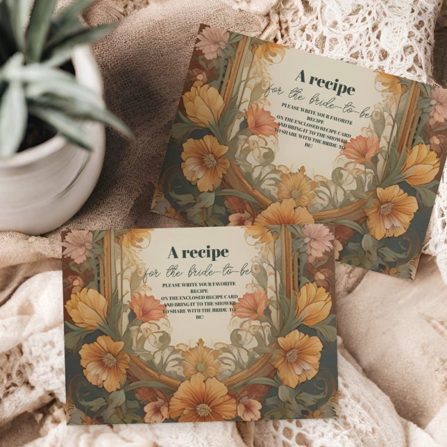 Carte D'accompagnement Fête des mariées Art nouveau floral antique (Créateur téléchargé)