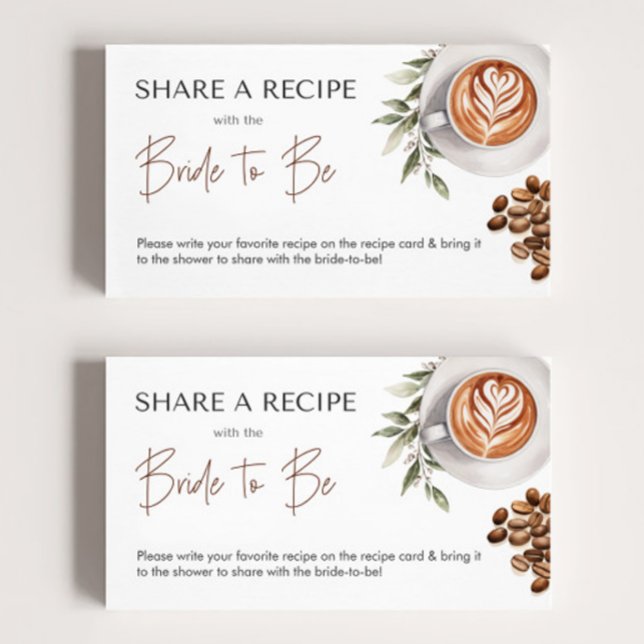 Carte D'accompagnement Fête des mariées café - L'amour brasse Recette (Coffee Bridal Shower - Love is Brewing Recipe Enclosure Card)