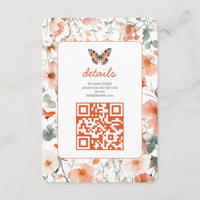 Carte D'accompagnement Fête des mariées d'aquarelle Papillon Meadow PERSO (Devant)