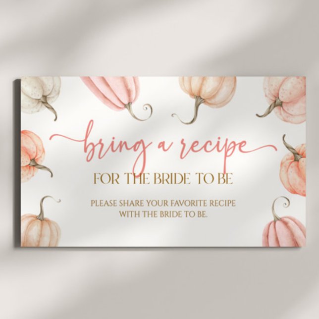 Carte D'accompagnement Fête des mariées D'Automne Citrouille Rose Apporte (Créateur téléchargé)