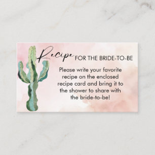 Carte D'accompagnement Fête des mariées de Cactus vert du désert rose Rec