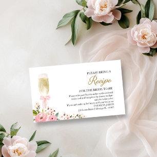 Carte D'accompagnement Fête des mariées de champagne rose Floral Demande