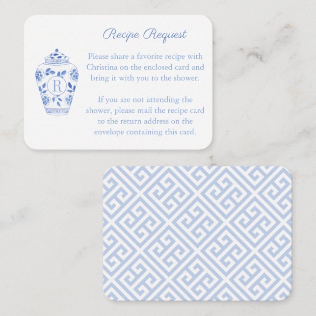 Carte D'accompagnement Fête des mariées de demande de recette de pot de g (Devant / Derrière)