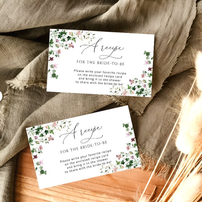 Carte D'accompagnement Fête des mariées de jardin Fleurs Recette Boîtier  (Créateur téléchargé)