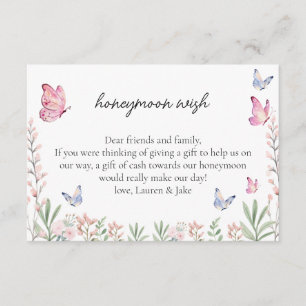 Carte D'accompagnement Fête des mariées de papillons moderne désir lune d