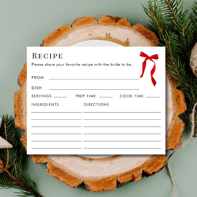 Carte D'accompagnement Fête des mariées de recette rouge élégante à doubl (Créateur téléchargé)