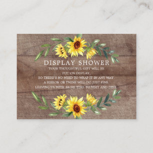 Carte D'accompagnement Fête des mariées de tournesol rustique douche