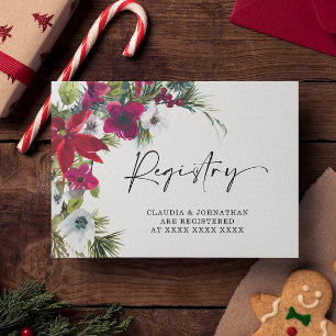 Carte D'accompagnement Fête des mariées du registre de Noël Poinsettia