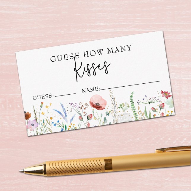 Carte D'accompagnement Fête des mariées fleur sauvage Devine Combien De J (Wildflowers Bridal Shower Guess How Many Game Enclosure Cards 3.5" x 2")