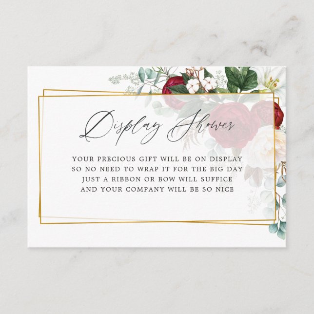 Carte D'accompagnement Fête des mariées géométrique Bourgogne avec douche (Devant)