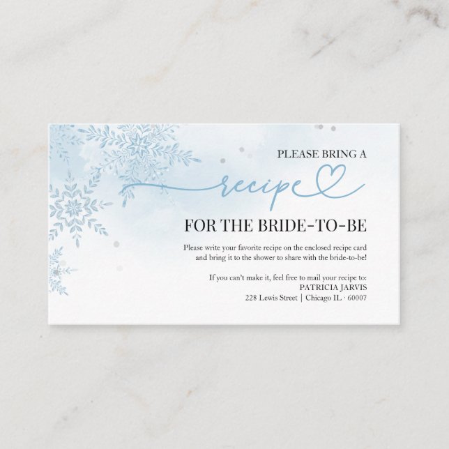 Carte D'accompagnement Fête des mariées hivernale de neige en amour Deman (Devant)