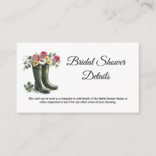 Carte D'accompagnement Fête des mariées Rainboots et marguerites