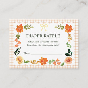 Carte D'accompagnement Fête prénatale au Diaper Raffle Gingham Latte 014