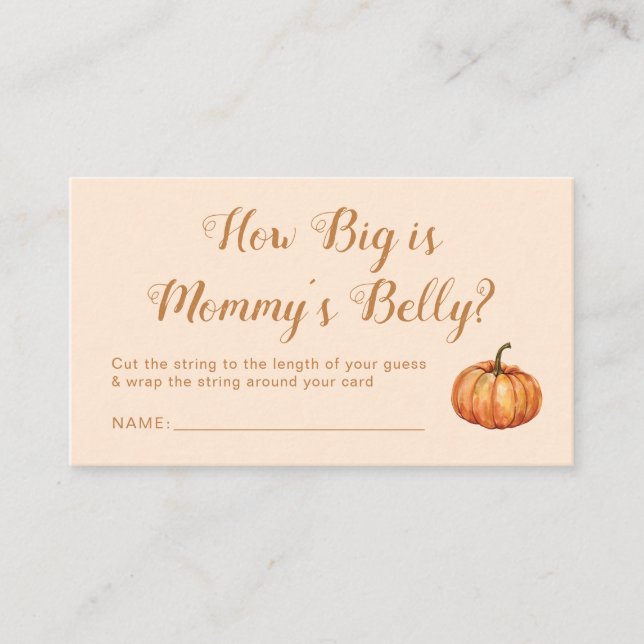 Carte D'accompagnement Fête Prénatale de Bébé Citrouille Devinez la Taill (Devant)