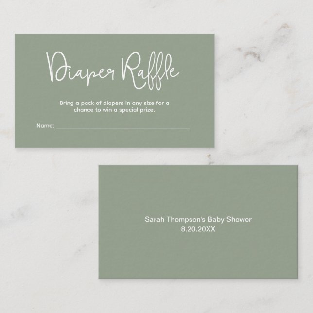 Carte D'accompagnement Fête Prénatale Moderne Tirage au Sort de Couches V (Devant / Derrière)