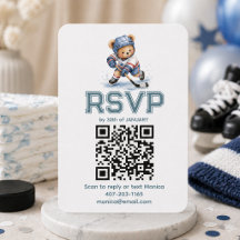 Fête Prénatale Ourson de Hockey QR Code RSVP Encl