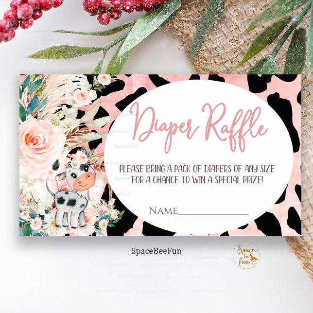 Carte D'accompagnement Fête Prénatale Sainte Vache Fille Demande de Couch (Holy Cow Baby Shower,Girl Boho Diaper Request,Enclosure Card,Baby Shower ,Boho Baby Shower,Cute Cow )