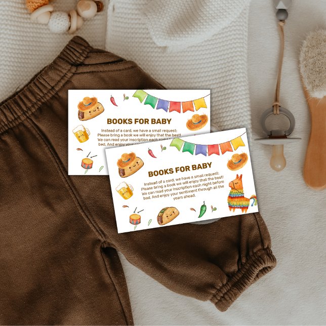 Carte D'accompagnement Fête rustique kawaii Taco à propos de livres Baby  (Kawaii Rustic Fiesta Taco Bout Books Baby Shower Enclosure Card)